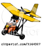 Poster, Art Print Of Orange Plague Doctor Man In Ultralight Aircraft Top Side View