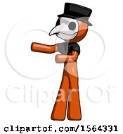 Poster, Art Print Of Orange Plague Doctor Man Presenting Something To His Right