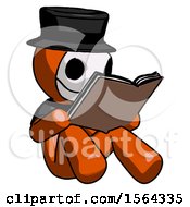 Poster, Art Print Of Orange Plague Doctor Man Reading Book While Sitting Down