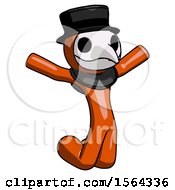 Orange Plague Doctor Man Jumping Or Kneeling With Gladness