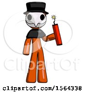 Poster, Art Print Of Orange Plague Doctor Man Holding Dynamite With Fuse Lit