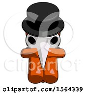 Poster, Art Print Of Orange Plague Doctor Man Sitting With Head Down Facing Forward