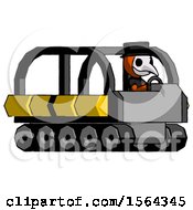 Poster, Art Print Of Orange Plague Doctor Man Driving Amphibious Tracked Vehicle Side Angle View