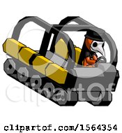 Poster, Art Print Of Orange Plague Doctor Man Driving Amphibious Tracked Vehicle Top Angle View