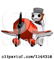 Poster, Art Print Of Orange Plague Doctor Man Flying In Geebee Stunt Plane Viewed From Below