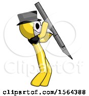 Poster, Art Print Of Yellow Plague Doctor Man Stabbing Or Cutting With Scalpel