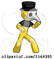 Poster, Art Print Of Yellow Plague Doctor Man Martial Arts Defense Pose Right