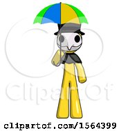 Poster, Art Print Of Yellow Plague Doctor Man Holding Umbrella Rainbow Colored