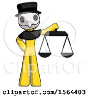 Poster, Art Print Of Yellow Plague Doctor Man Holding Scales Of Justice
