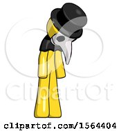 Poster, Art Print Of Yellow Plague Doctor Man Depressed With Head Down Turned Right