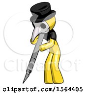 Poster, Art Print Of Yellow Plague Doctor Man Cutting With Large Scalpel