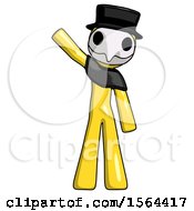 Poster, Art Print Of Yellow Plague Doctor Man Waving Emphatically With Right Arm