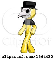Yellow Plague Doctor Man Man Walking Turned Left Front View
