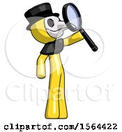 Poster, Art Print Of Yellow Plague Doctor Man Inspecting With Large Magnifying Glass Facing Up