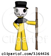 Poster, Art Print Of Yellow Plague Doctor Man Holding Staff Or Bo Staff