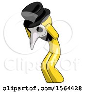Poster, Art Print Of Yellow Plague Doctor Man With Headache Or Covering Ears Turned To His Left