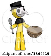 Poster, Art Print Of Yellow Plague Doctor Man With Empty Bowl And Spoon Ready To Make Something