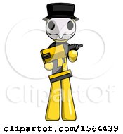 Poster, Art Print Of Yellow Plague Doctor Man Holding Large Drill