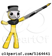 Poster, Art Print Of Yellow Plague Doctor Man Pen Is Mightier Than The Sword Calligraphy Pose
