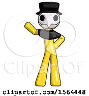 Poster, Art Print Of Yellow Plague Doctor Man Waving Right Arm With Hand On Hip