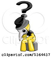 Poster, Art Print Of Yellow Plague Doctor Man Thinker Question Mark Concept