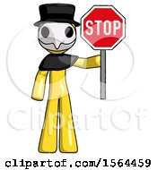 Poster, Art Print Of Yellow Plague Doctor Man Holding Stop Sign