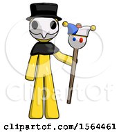 Poster, Art Print Of Yellow Plague Doctor Man Holding Jester Staff
