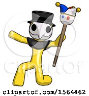 Yellow Plague Doctor Man Holding Jester Staff Posing Charismatically