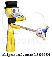 Poster, Art Print Of Yellow Plague Doctor Man Holding Jesterstaff - I Dub Thee Foolish Concept