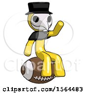 Poster, Art Print Of Yellow Plague Doctor Man Sitting On Giant Football