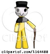 Poster, Art Print Of Yellow Plague Doctor Man Standing With Hiking Stick