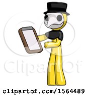 Yellow Plague Doctor Man Reviewing Stuff On Clipboard