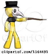 Poster, Art Print Of Yellow Plague Doctor Man Pointing With Hiking Stick