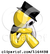 Yellow Plague Doctor Man Sitting With Head Down Facing Sideways Right