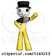 Poster, Art Print Of Yellow Plague Doctor Man Waving Left Arm With Hand On Hip