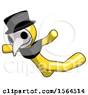 Poster, Art Print Of Yellow Plague Doctor Man Skydiving Or Falling To Death