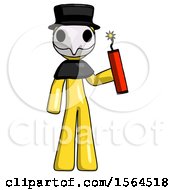 Poster, Art Print Of Yellow Plague Doctor Man Holding Dynamite With Fuse Lit