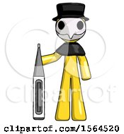 Poster, Art Print Of Yellow Plague Doctor Man Standing With Large Thermometer