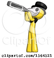 Poster, Art Print Of Yellow Plague Doctor Man Thermometer In Mouth