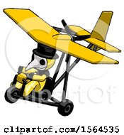 Poster, Art Print Of Yellow Plague Doctor Man In Ultralight Aircraft Top Side View