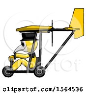 Poster, Art Print Of Yellow Plague Doctor Man In Ultralight Aircraft Side View