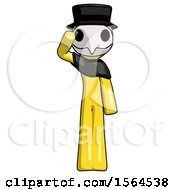 Poster, Art Print Of Yellow Plague Doctor Man Soldier Salute Pose