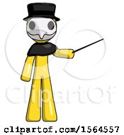 Poster, Art Print Of Yellow Plague Doctor Man Teacher Or Conductor With Stick Or Baton Directing