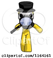 Poster, Art Print Of Yellow Plague Doctor Man Looking Down Through Magnifying Glass