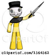 Poster, Art Print Of Yellow Plague Doctor Man Holding Sword In The Air Victoriously