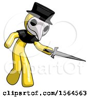 Poster, Art Print Of Yellow Plague Doctor Man Sword Pose Stabbing Or Jabbing