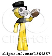 Poster, Art Print Of Yellow Plague Doctor Man Holding Football Up