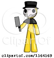 Poster, Art Print Of Yellow Plague Doctor Man Holding Meat Cleaver