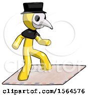 Poster, Art Print Of Yellow Plague Doctor Man On Postage Envelope Surfing