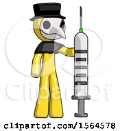 Yellow Plague Doctor Man Holding Large Syringe